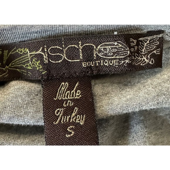 Kische Open Front Gray Cardigan Size Small Draped Front Sequin Collar Tunic - Picture 5 of 7